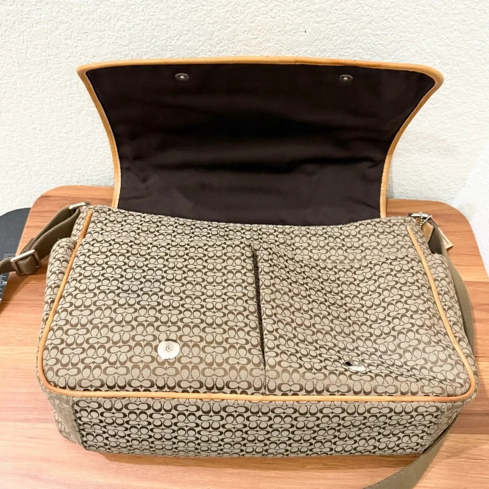 Vintage Y2K COACH F77004 Brown Signature Hudson Commuter Messenger Laptop Bag